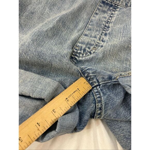 Gap Denim Small S shortall overalls rolled hems metal buttons rn#54023 - Picture 8 of 9